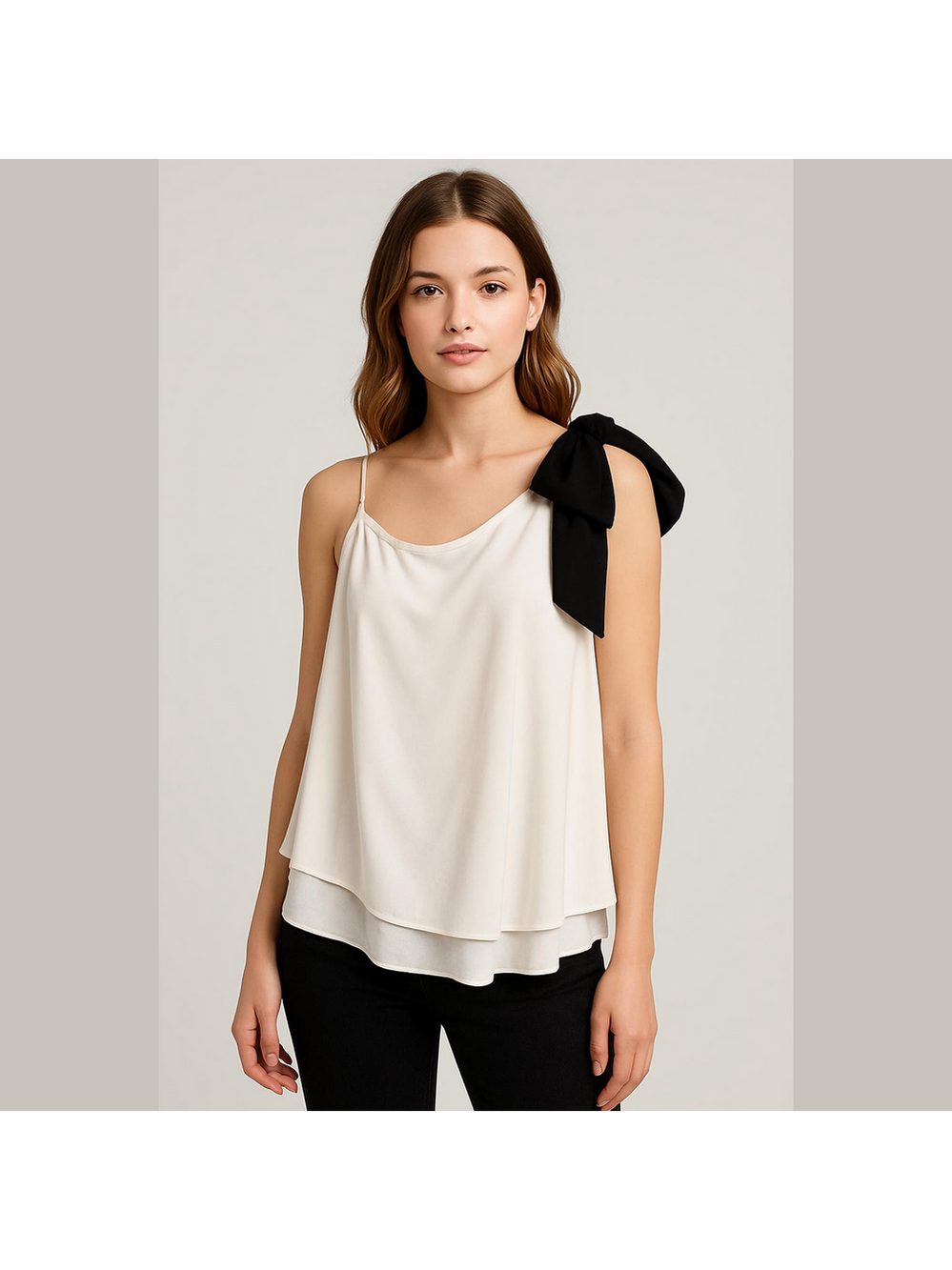International Concepts one shoulder top with bow sz Lg